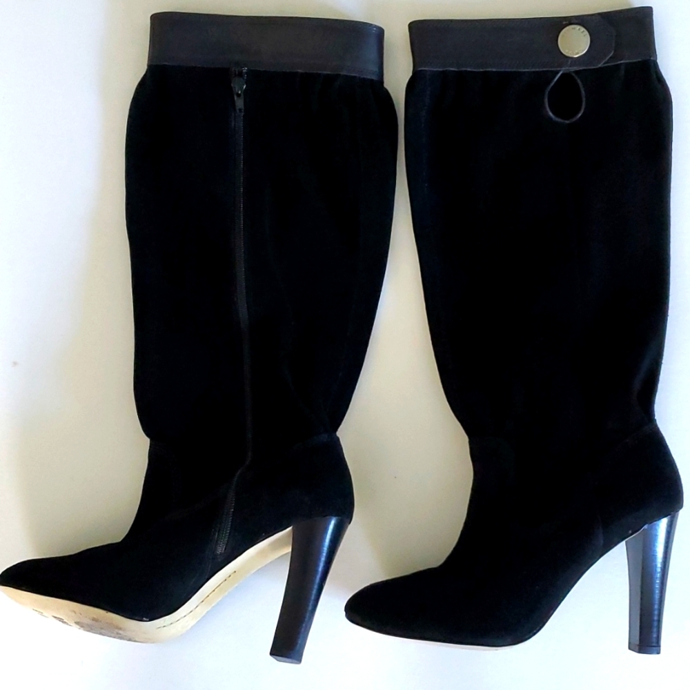 🔥Michael Kors Black Slouch Suede/leather Boots, Size 9M